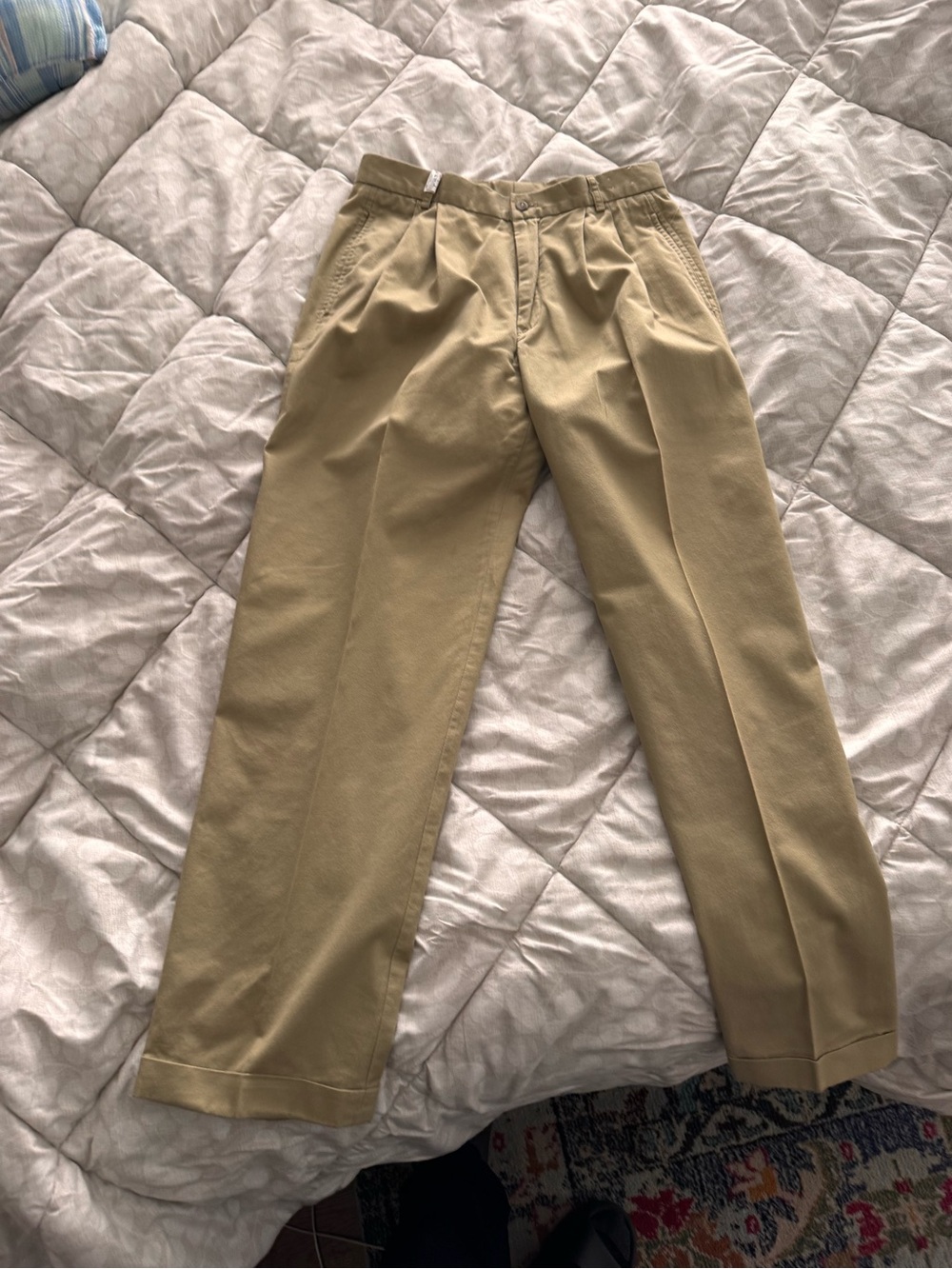Claiborne Men's Pleated Chinos in Light Khaki